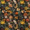 1 Yard Cotton Voile Fabric Black Floral Garden of Earthly Delights Print Fabric